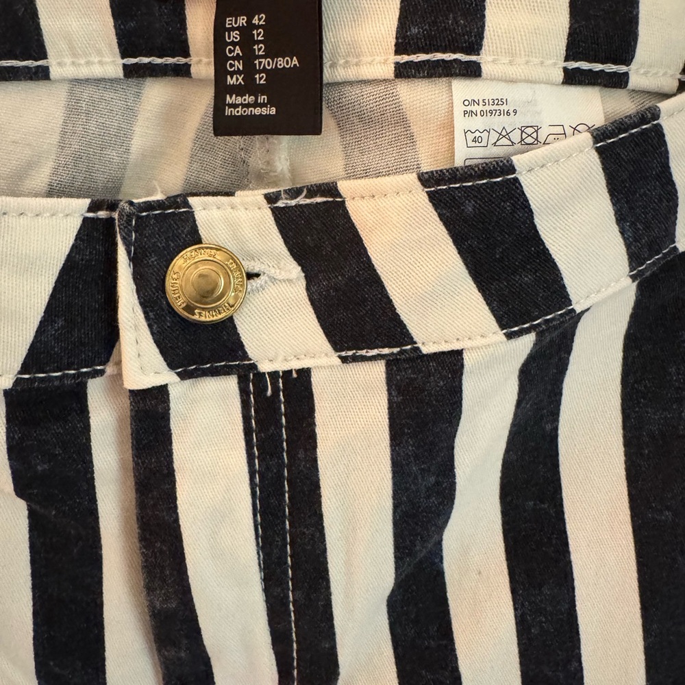 H & M Navy and White Striped Pants